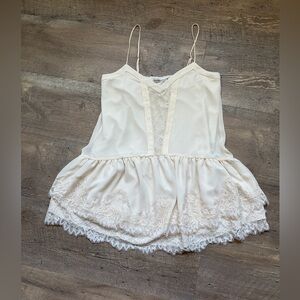 Abercrombie & Fitch Lace Peplum Dress | Double Layer| Cream | Size M